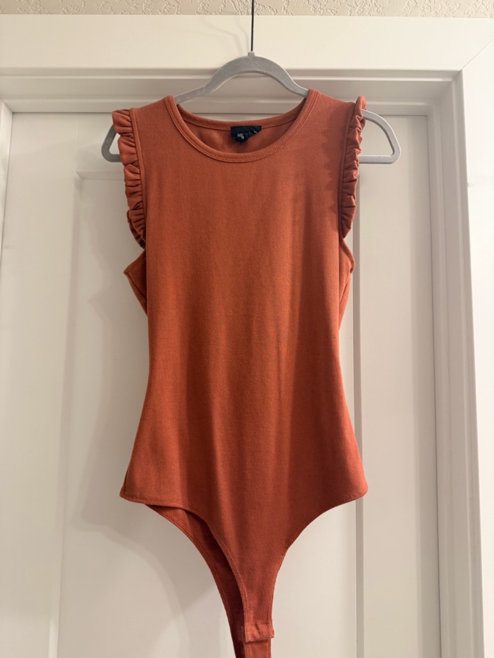 Rust Ruffle Sleeve Bodysuit - Women's Sleeveless Top